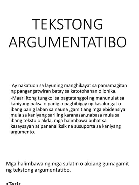 halimbawa ng argumentatibo